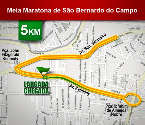 Percurso de 5 km da Meia Maratona de São Bernardo do Campo