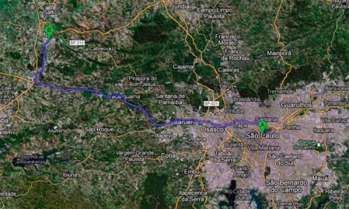 São Paulo-Itu (Google Maps)