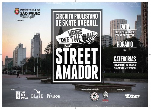 Cartaz da primeira etapa do Circuito Paulistano de skate overall