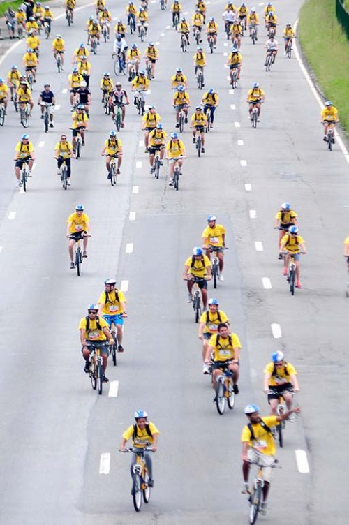 Ciclistas participam do World Bike Tour em São Paulo (Divulgação)