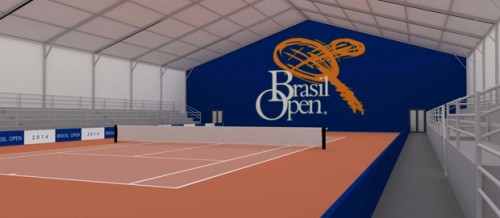 Previsão de como ficará quadra temporária do Brasil Open