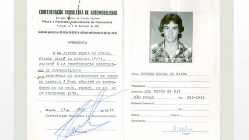 Documento da CBA para Ayrton Senna (Reprodução)