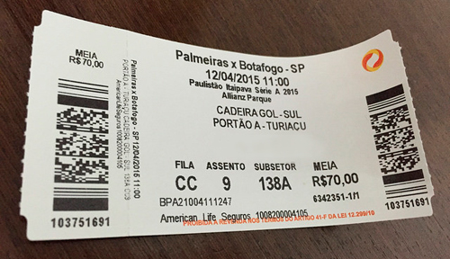 Ingresso de jogo do Palmeiras no Paulista-2015 (Elias Rovielo)