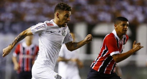 Lucas Lima em ação no clássico contra São Paulo (Ricardo Saibun/SantosFC)