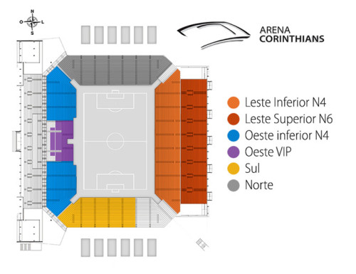 Mapa de setores da Arena Corinthians
