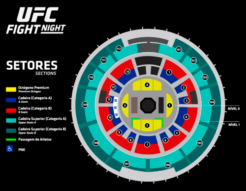 Mapa de setores do UFC no ginásio do Ibirapuera 