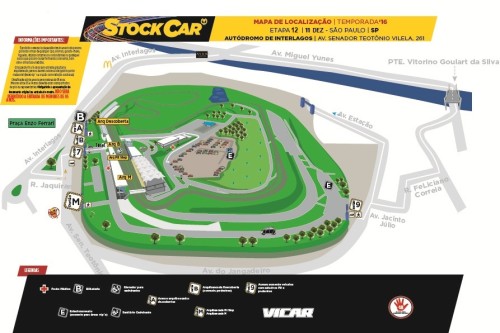 Mapa do autódromo de Interlagos para o evento