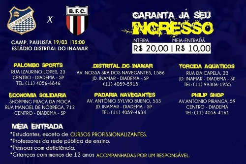Água Santa x Botafogo-SP: ingressos