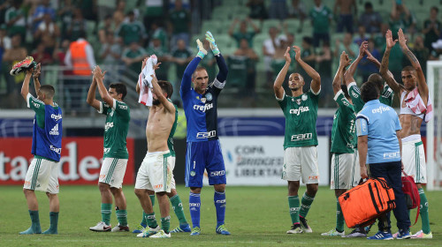 Jogadores do Palmeiras acenam para torcida no Allianz Parque (Cesar Greco/Ag Palmeiras)