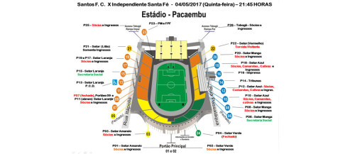 Mapa do Pacaembu para jogo do Santos